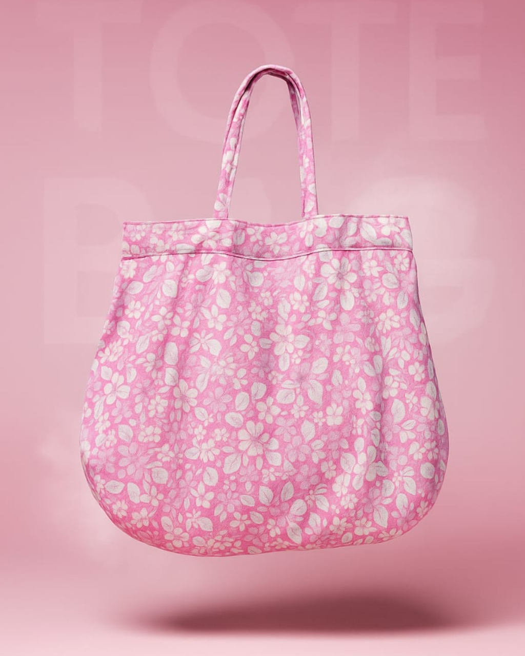 Blush Pink Floral Everyday Tote Bag – Soft Cotton Canvas, Lightweight & Durable