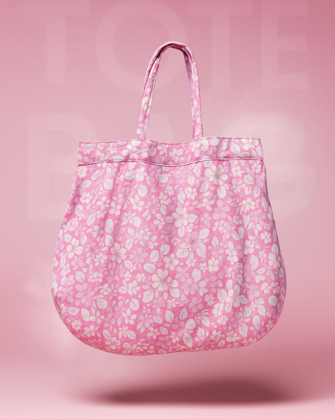 Blush Pink Floral Everyday Tote Bag – Soft Cotton Canvas, Lightweight & Durable